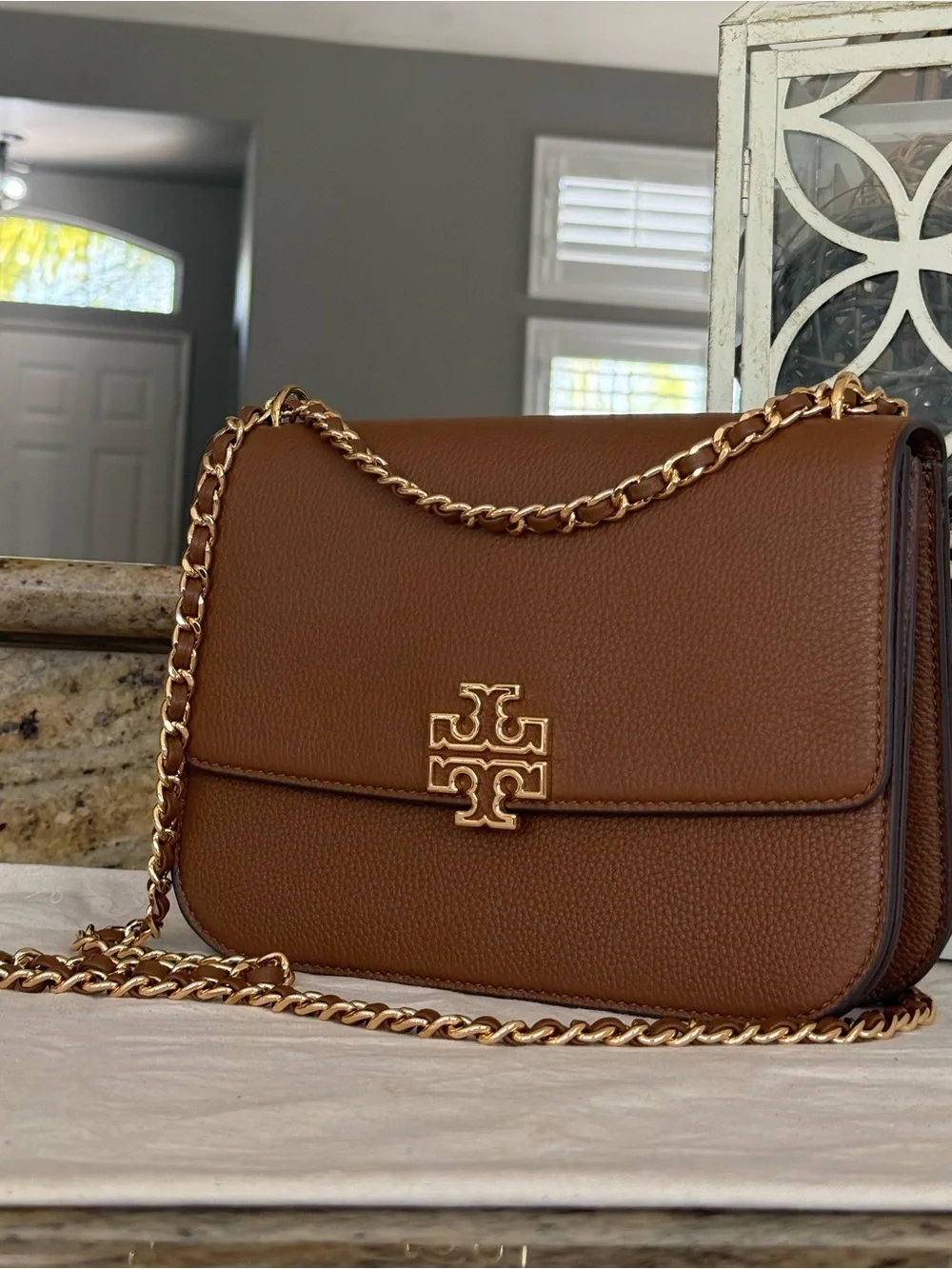 625!+ New Tory Burch Britten Small Shoulder Bag  In Moose - Picture 3 of 10